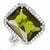 Sterling Silver Rectangle Clear & Green CZ Ring