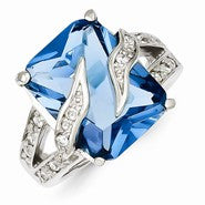 Sterling Silver Blue & Clear CZ Ring