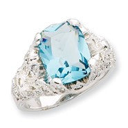 Sterling Silver Blue & Clear CZ Ring