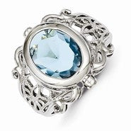 Sterling Silver Blue Glass Ring