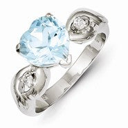 Sterling Silver Light Blue Gemstone Heart Ring