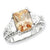 Sterling Silver Champagne & Clear Color CZ Ring