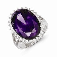 Sterling Silver Purple & Clear CZ Ring