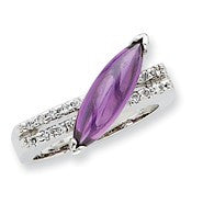 Sterling Silver Purple & Clear CZ Ring