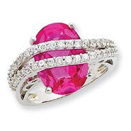 Sterling Silver Pink CZ Ring