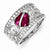 Sterling Silver Red Heart CZ & Clear CZ Ring