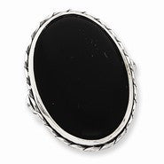 Sterling Silver Antiqued Oval Black Onyx Ring