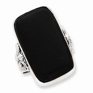 Sterling Silver Rectangle Black Onyx Ring