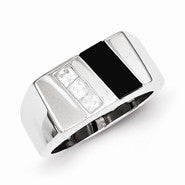 Sterling Silver Men's CZ & Onyx Ring