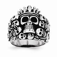 Sterling Silver Antiqued Skulls Ring