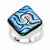 Sterling Silver Blue Dichroic Glass Diamond Shaped Ring