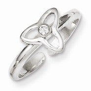 Sterling Silver CZ Polished Trinity Toe Ring