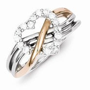 Sterling Silver and Vermeil Polished CZ Heart Ring