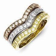 Sterling Silver Vermeil Trio Stackable CZ Ring