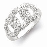 Sterling Silver Polished Three Interlocking CZ Circles Ring