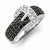 Sterling Silver w/Rhodium Black and Clear CZ Buckle Ring