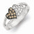 Sterling Silver w/Rhodium Clear & Champagne CZ Hearts Ring