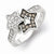 Sterling Silver w/Rhodium Clear & Champagne CZ Stars Ring