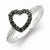 Sterling Silver w/Rhodium Black & White CZ Heart Ring