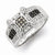 Sterling Silver w/Rhodium Champ/Black/White CZ Square Ring