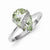 Sterling Silver w/Rhodium Pear Green Quartz & Diamond Ring