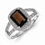 Sterling Silver w/Rhodium Emerald-cut Smokey Quartz & Diamond Ring