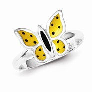 Sterling Silver Enameled & Polished Butterfly Ring