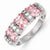 Sterling Silver Small Double Pink Oval CZ and Alternating CZ Bars Ring