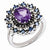 Sterling Silver Amethyst, Tanzanite & Diamond Ring