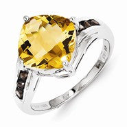 Sterling Silver Citrine & Garnet Ring