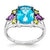 Sterling Silver Light Swiss Blue Topaz, Amethyst & Peridot Ring