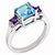 Sterling Silver London Blue Topaz, Amethyst & Diamond Ring