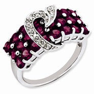 Sterling Silver Rhodolite Garnet & Diamond Ring