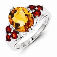 Sterling Silver Citrine & Garnet Ring