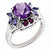 Sterling Silver Rhodolite Garnet, Amethyst, Iolite & Diamond Ring