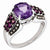 Sterling Silver Amethyst, Rhodolite Garnet & Diamond Ring