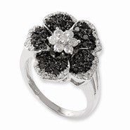 Sterling Silver Black & White Diamond Ring