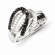 Sterling Silver Black & White Diamond Ring