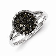 Sterling Silver Black & White Diamond Ring