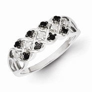 Sterling Silver Black & White Diamond Ring