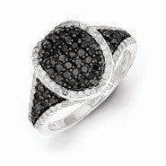 Sterling Silver Black & White Diamond Ring