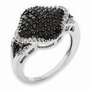 Sterling Silver Black & White Diamond Ring