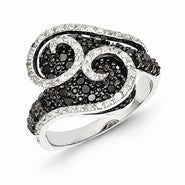 Sterling Silver Black & White Diamond Ring