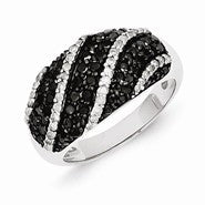 Sterling Silver Black & White Diamond Ring