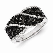 Sterling Silver Black & White Diamond Ring