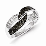 Sterling Silver Black & White Diamond Ring