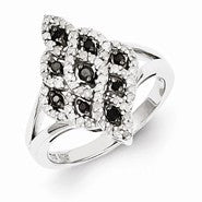 Sterling Silver Black & White Diamond Ring