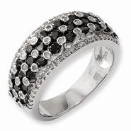 Sterling Silver Black & White Diamond Ring