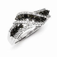 Sterling Silver Black & White Diamond Ring