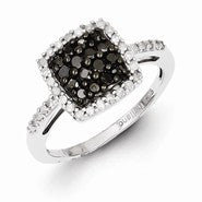 Sterling Silver Black & White Diamond Ring